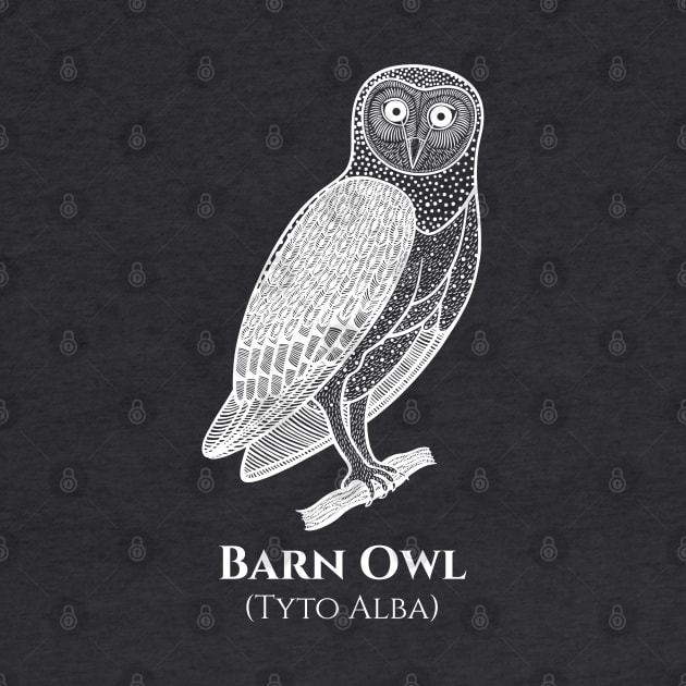 Barn Owl with Common and Scientific Names - bird lovers design by Green Paladin